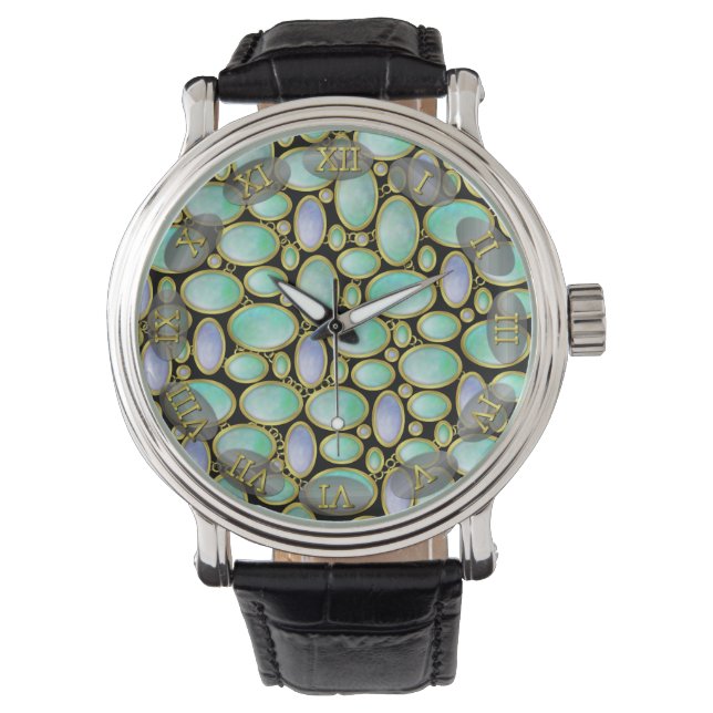 Opal Brooch Pendant Chain Pattern Watch (Front)