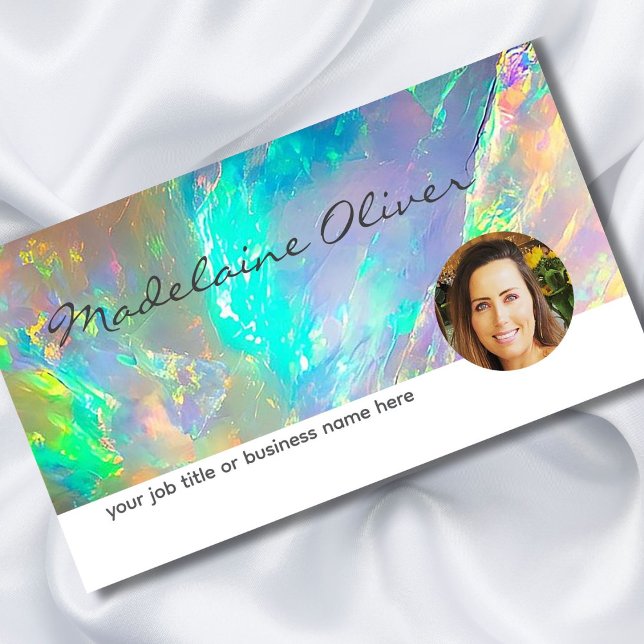 Opal Colour Blue Photo Business Card (Creator Uploaded)
