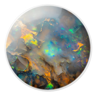 Opal Colour Gemstone Pattern Ceramic Knob