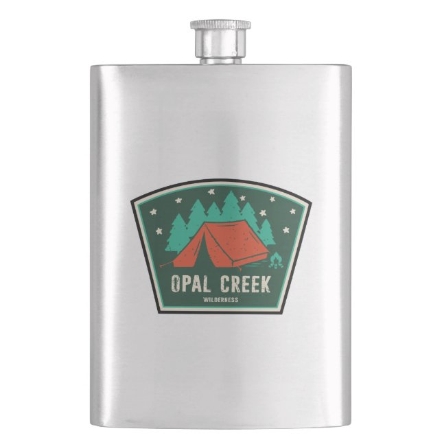 Opal Creek Wilderness Oregon Camping Hip Flask (Front)