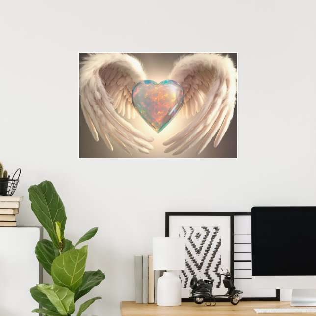 *~*~ Opal Crystal Heart Angel Wings  AP78 Poster (Home Office)