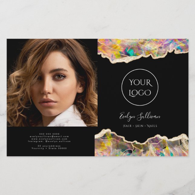 opal design on black bifold brochure (Front)