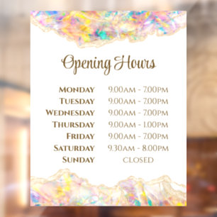 Opal Design Opening Hours Window Cling