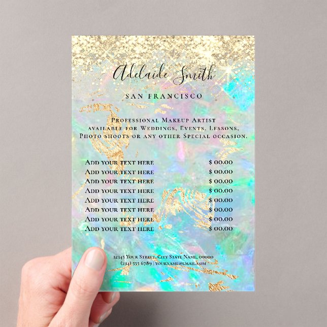  opal design price list acrylic invitations (Insitu (Handheld))