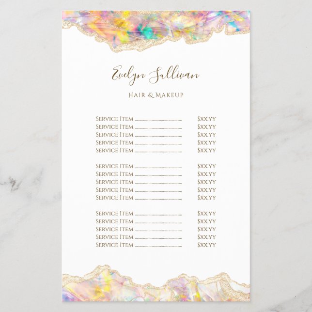 Opal design price list flyer (Front)