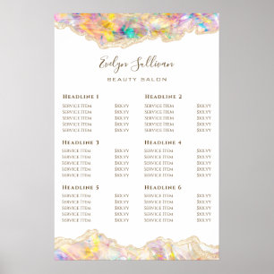 Opal Design Price List Poster