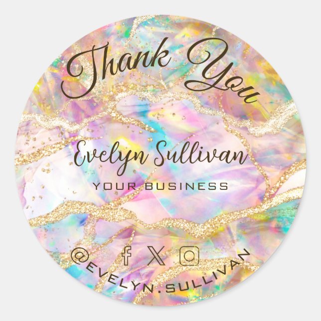 Opal Design Thank you Classic Round Sticker (Front)