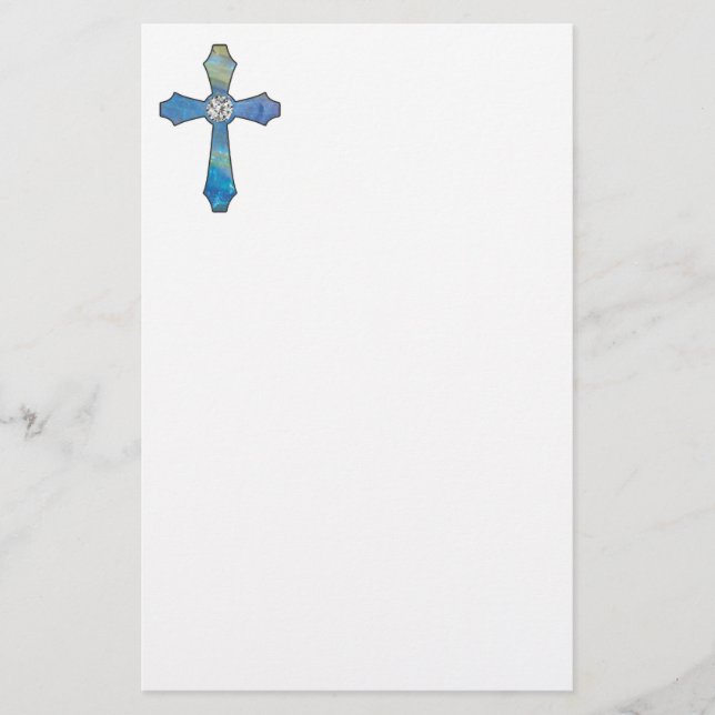 Opal & Diamond Jewel Cross Stationary Stationery (Front)