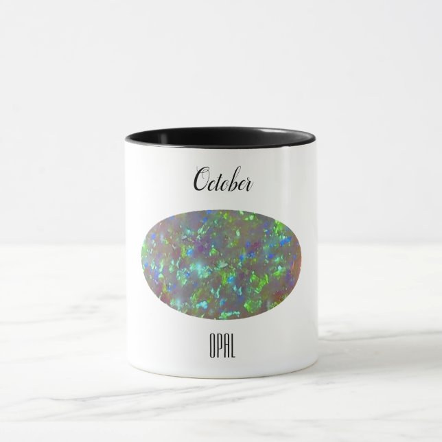 Opal Gem All Colours Coffee Mug October Birthstone (Center)