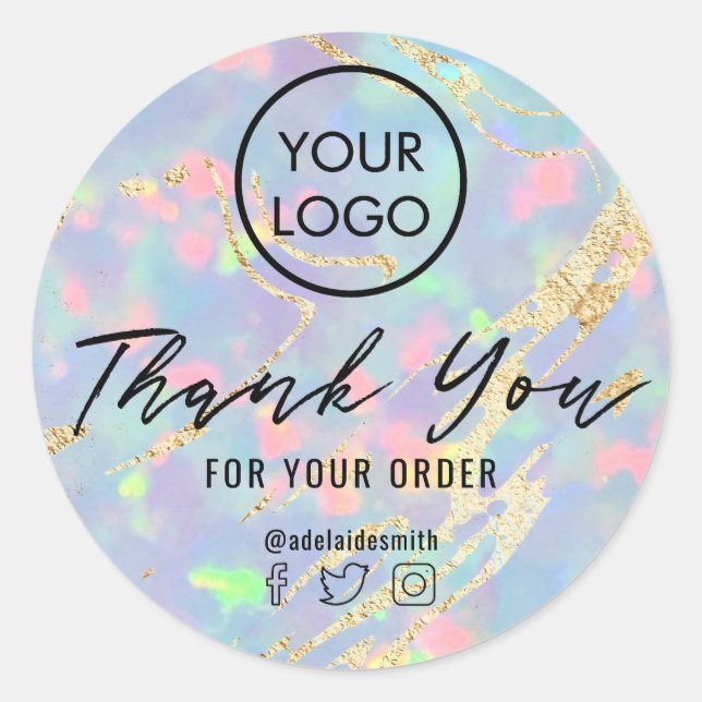 opal gem thank you  classic round sticker (Front)