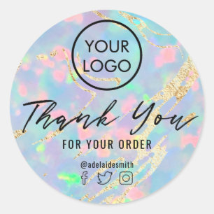 opal gem thank you  classic round sticker