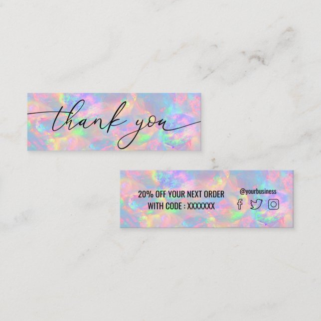 opal gem Thank you mini business card (Front/Back)