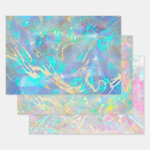 opal gemstone inspired wrapping paper sheet