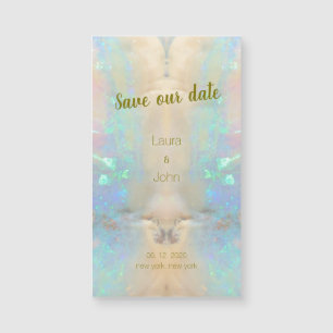 Opal Gemstone Marble Pattern Wedding Save The Date