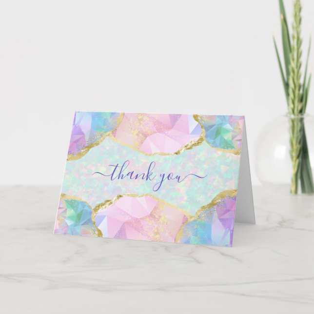 Opal Gemstone Pastel Iridescent Thank You Card (Front)
