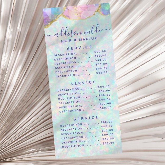 Opal Gemstone Pastel Modern Price List Rack Card (Creator Uploaded)