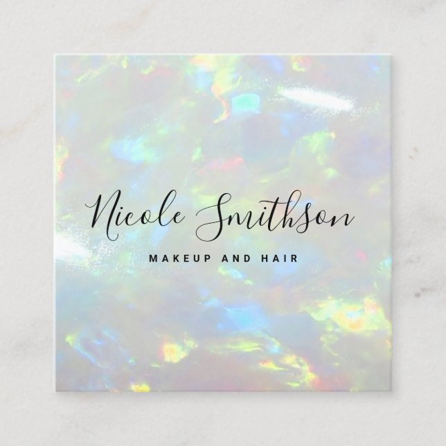 opal gemstone texture background square business card (Front)