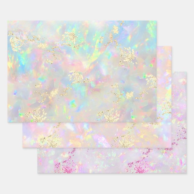 opal gemstone texture wrapping paper sheet (Set)