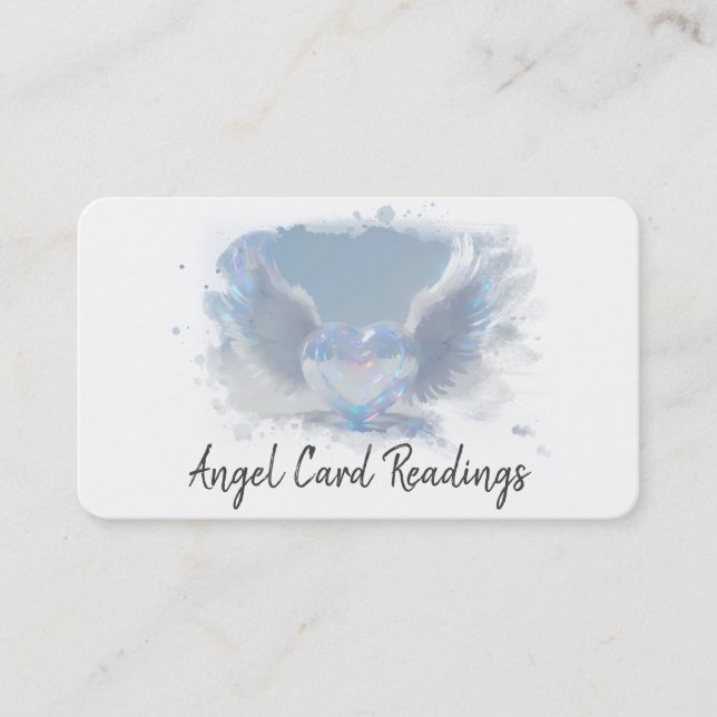 *~* Opal Heart Angel Wings AP78 SOFT BLUE QR Business Card (Front)