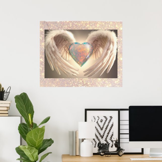 *~*~ Opal Heart Angel Wings Feather AP78 Poster (Home Office)