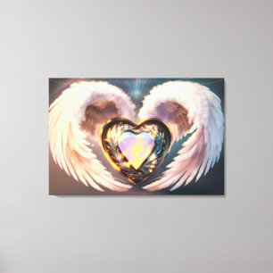*~* Opal Heart Angel Wings Topaz AP78 Canvas Print