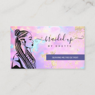 Opal Holographic Hair Braider Braid Stylist  Busin Business Card