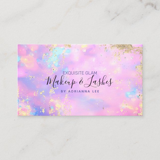 Opal Holographic MUA Beauty Salon Makeup Artist Bu Business Card (Front)