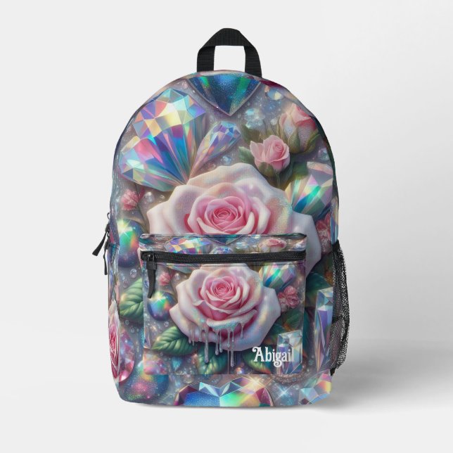 Opal Iridescent Rose School Backpack (Front)