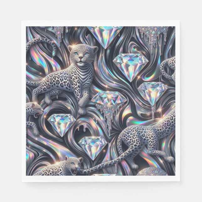 Opal Leopard Print Luxury Napkins (Front)