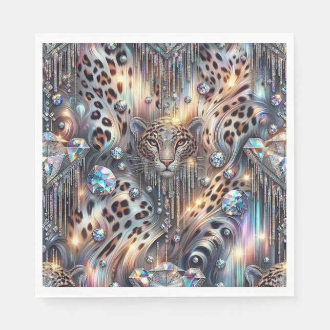 Opal Leopard Print Luxury Napkins (Front)