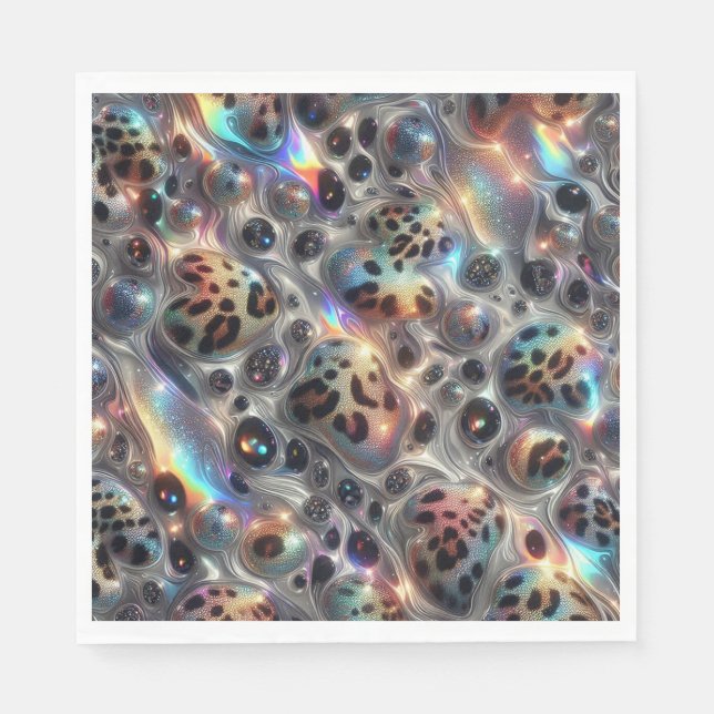 Opal Leopard Print Luxury Napkins (Front)