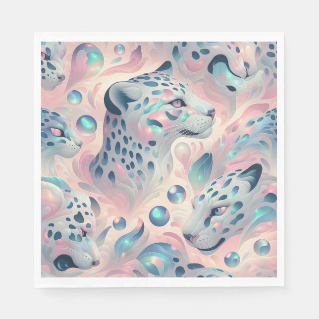 Opal Leopard Print Luxury Napkins (Front)