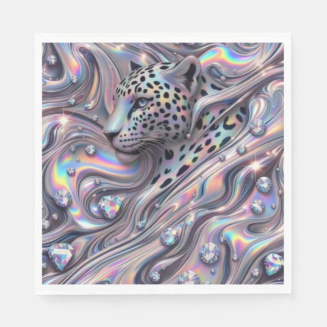 Opal Leopard Print Luxury Napkins (Front)