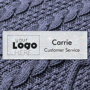 Opal Platinum Glitter Custom Logo Staff Name Tag
