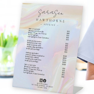 Opal Price List Holographic Luxury Elegant Salon Pedestal Sign