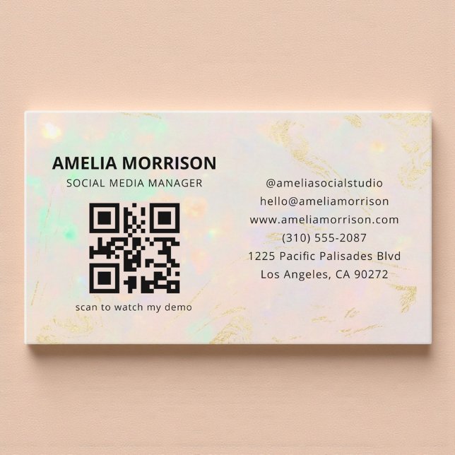 Opal QR Code Minimalist Professional Business Card (Creator Uploaded)