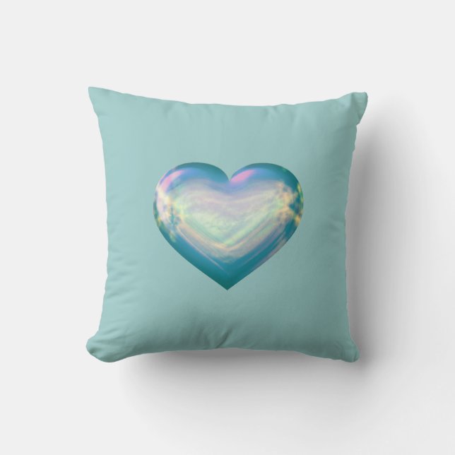 Opal satin heart cushion (Front)