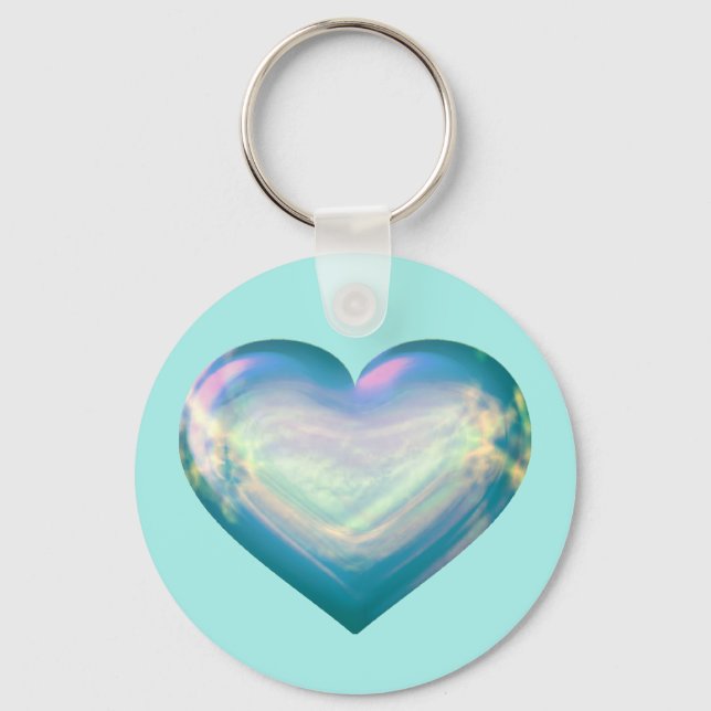Opal Satin Heart Key Ring (Front)