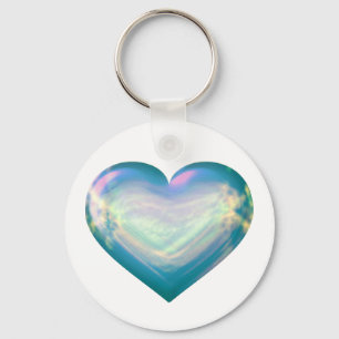 Opal Satin Heart Key Ring