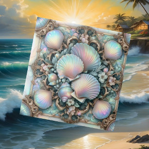 Opal Seashells Nautical Coastal Ceramic Tile