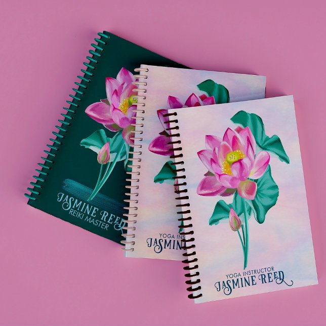 Opal Serene Pink Blossom | Freelance Counsellor Notebook (Opal background and delicate lotus flower for this notebook! Perfect for a yoga instructor!)
