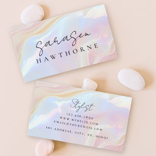 Opal Stone Elegant Luxury Script Name Monogram Business Card
