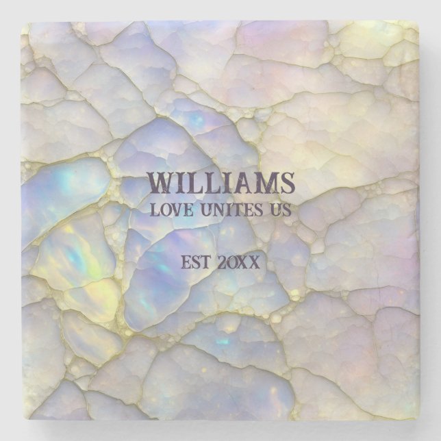 Opal Stone Pastel Purple Colour Personalised Coaster (Front)