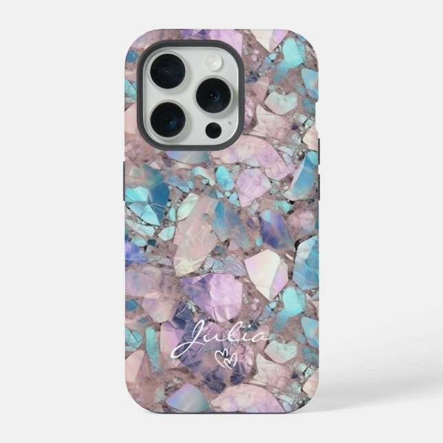 Opal Stone Pastel Shimmer Texture Pattern  iPhone iPhone Case (Back)