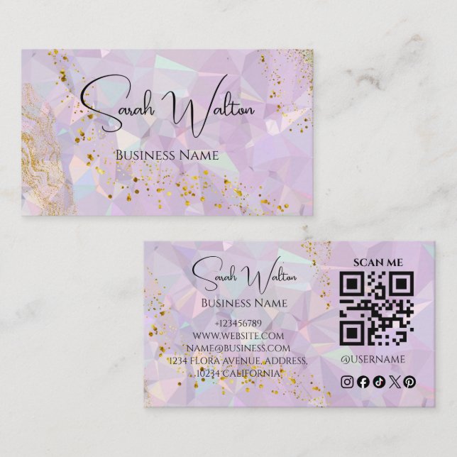 Opal Stone QR Code Business Card | Modern Branding (Front/Back)