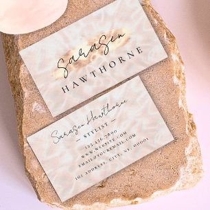 Opal Stone Rose Gold Brush Stroke Luxury Business Card