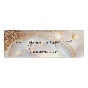 opal stone Script custom Name Tag