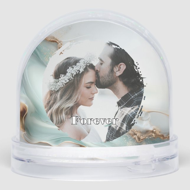 Opal Teal Keepsake Wedding Party Gift Snowglobe (Back)