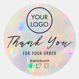 opal texture thank you classic round sticker