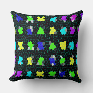 Opalescent Colorful Stained Glass Checks, Cushion